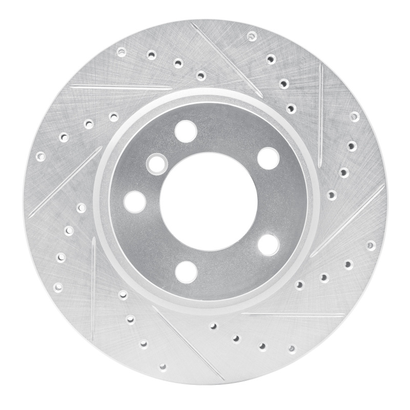 Mini Cooper Countryman Brake Rotor (1) - Front Right - R1 Concepts - Drilled & Slotted - Silver - `11-`16